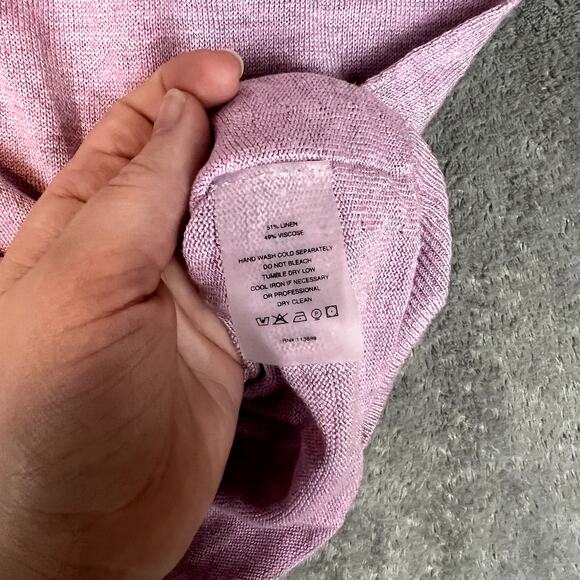 Margaret O'Leary Sweater Women's S Pink V Neck Linen Viscose Romantic Sweet - Picture 7 of 8